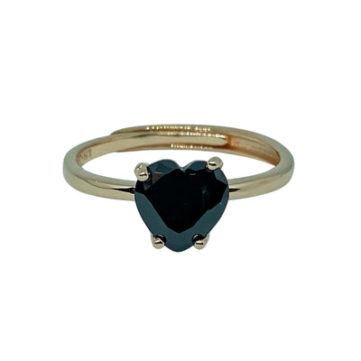 Silver heart solitaire ring - rose plated