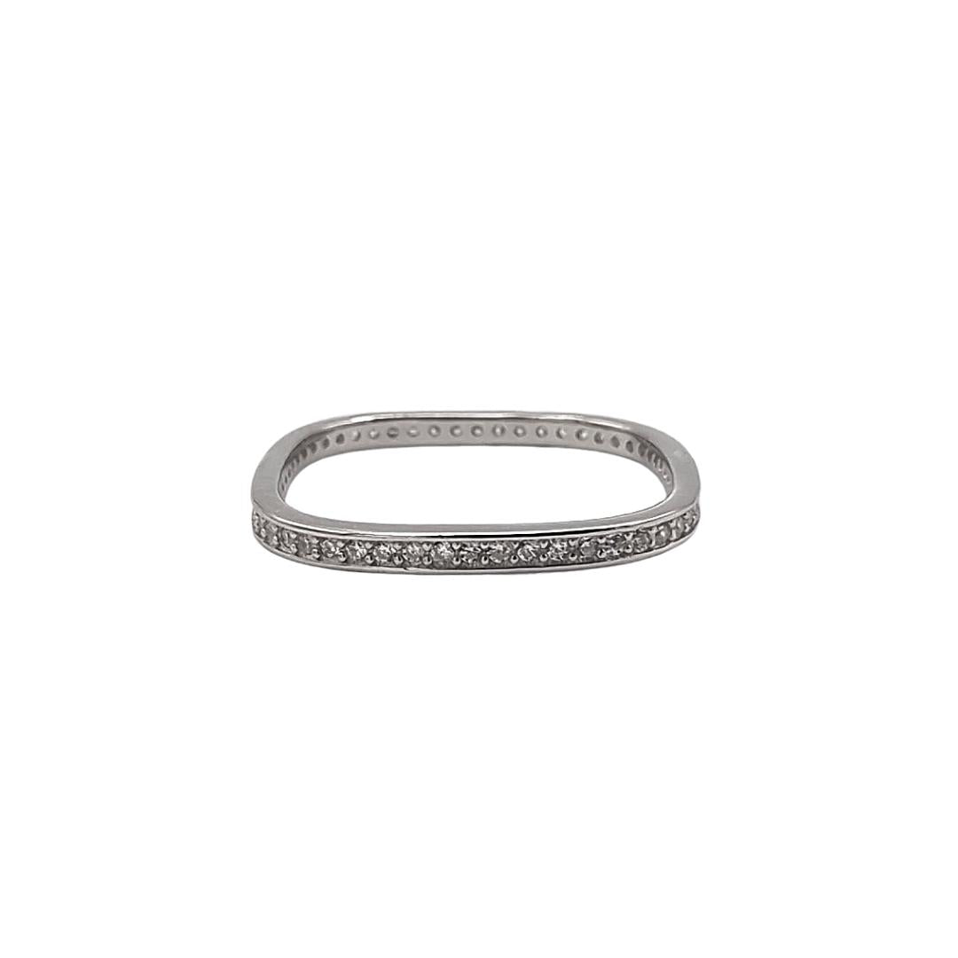 Silver thin squared ring