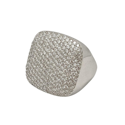 Silver square pave ring