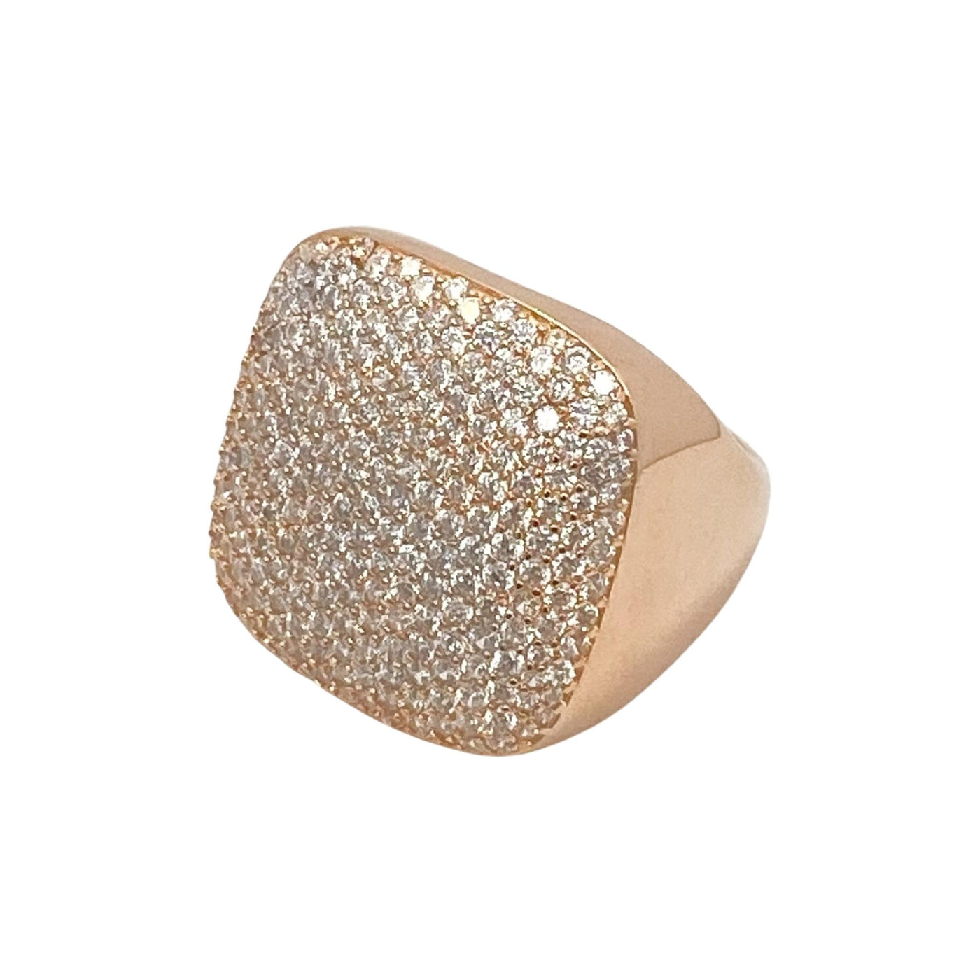 Silver square pave ring