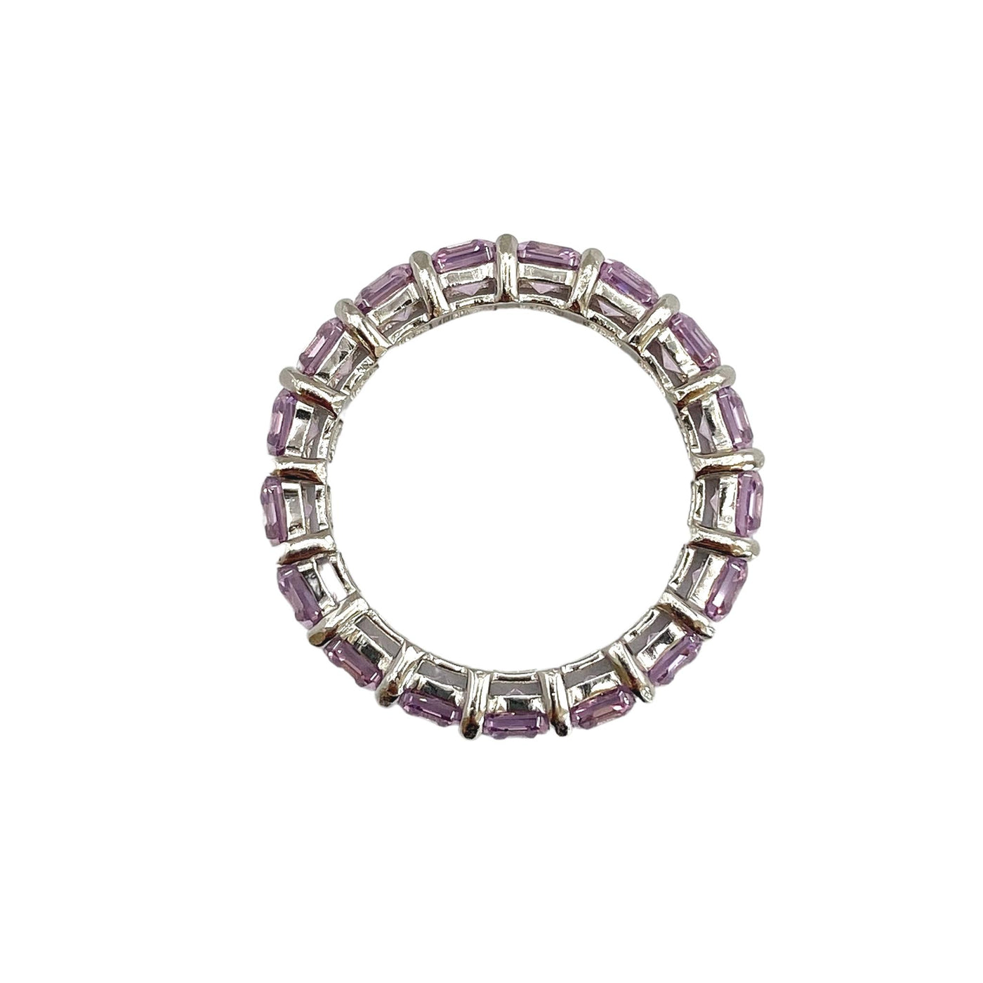 Silver eternity ring with asscher-cut stones