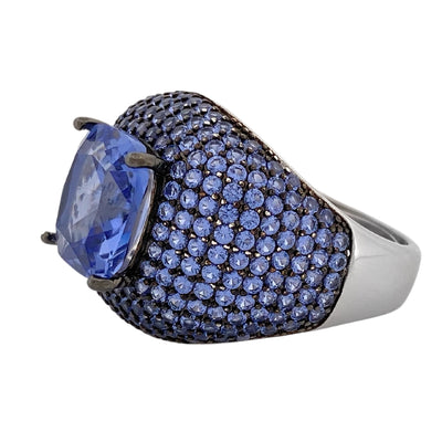 Silver chevalier ring with zirconia square stone
