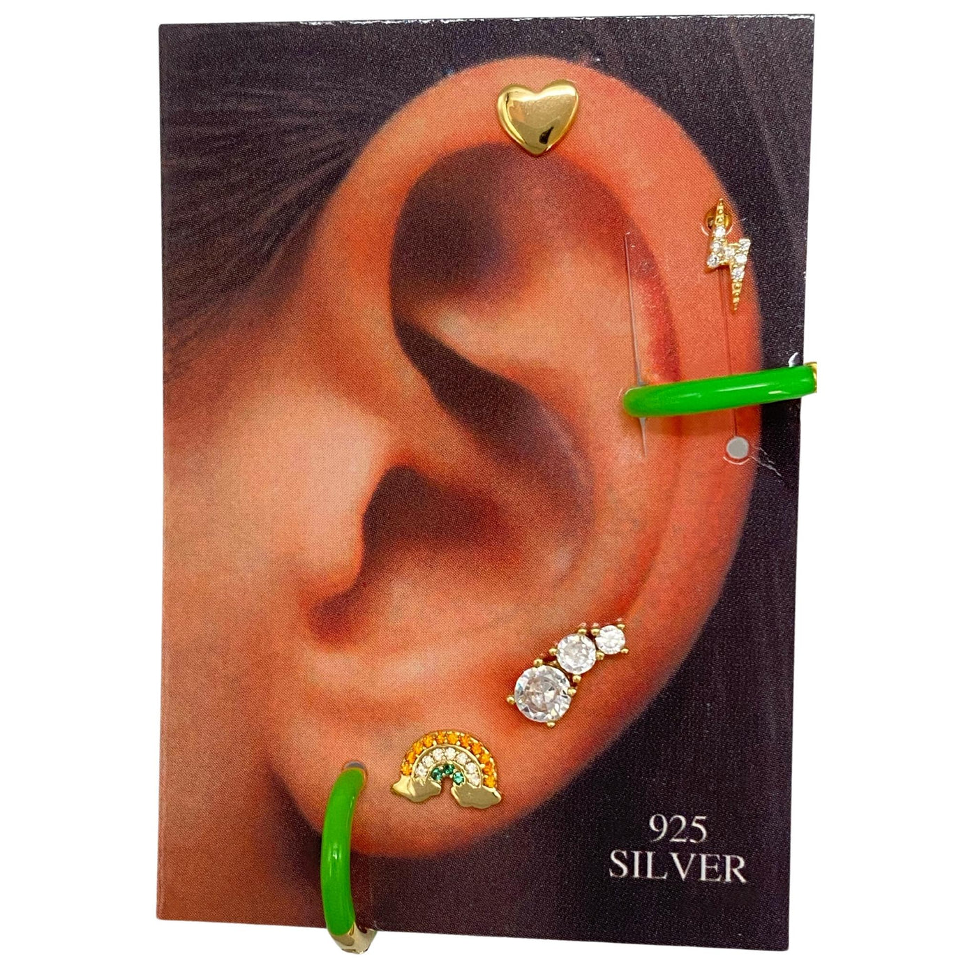 Silver stud earring set