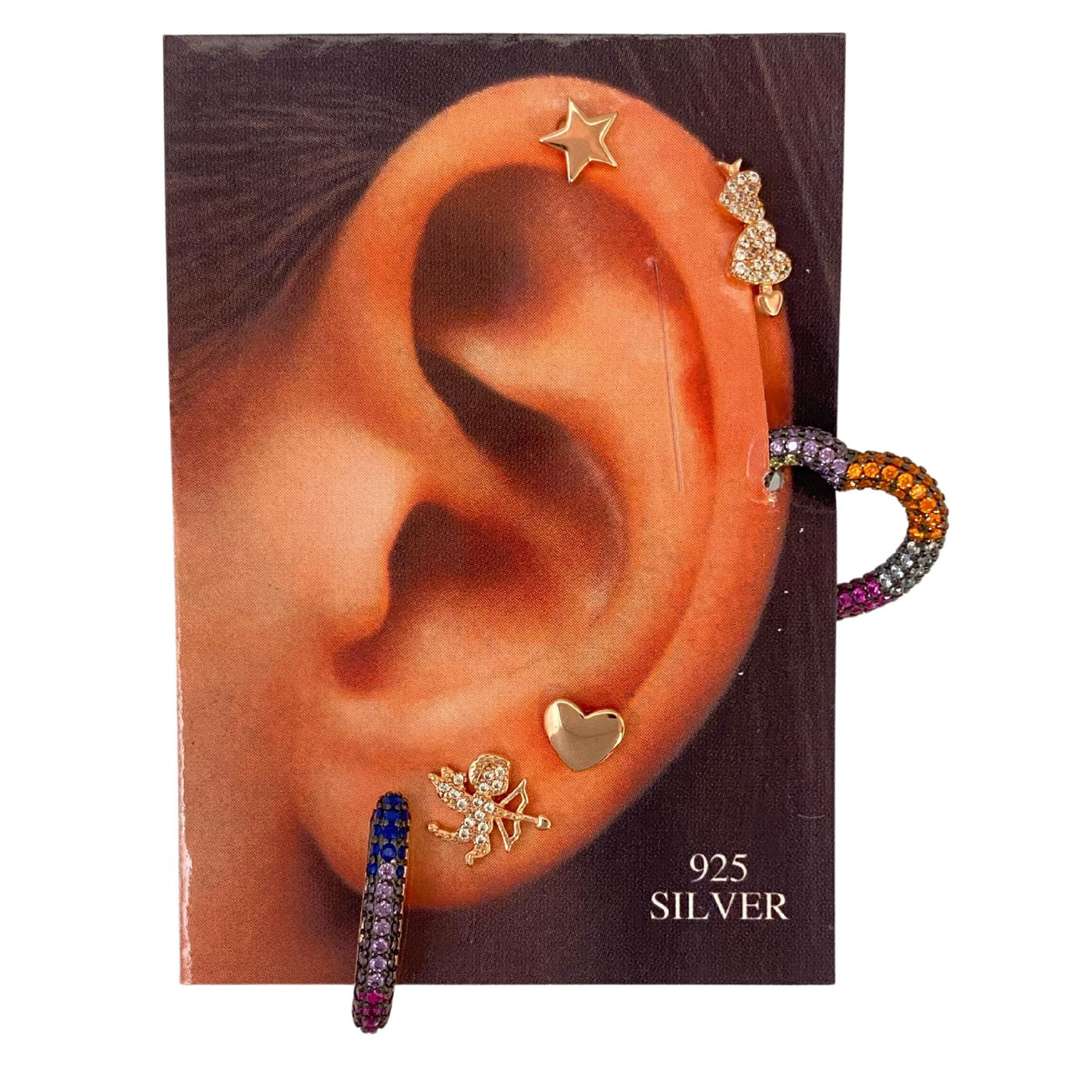 Silver stud earrings set