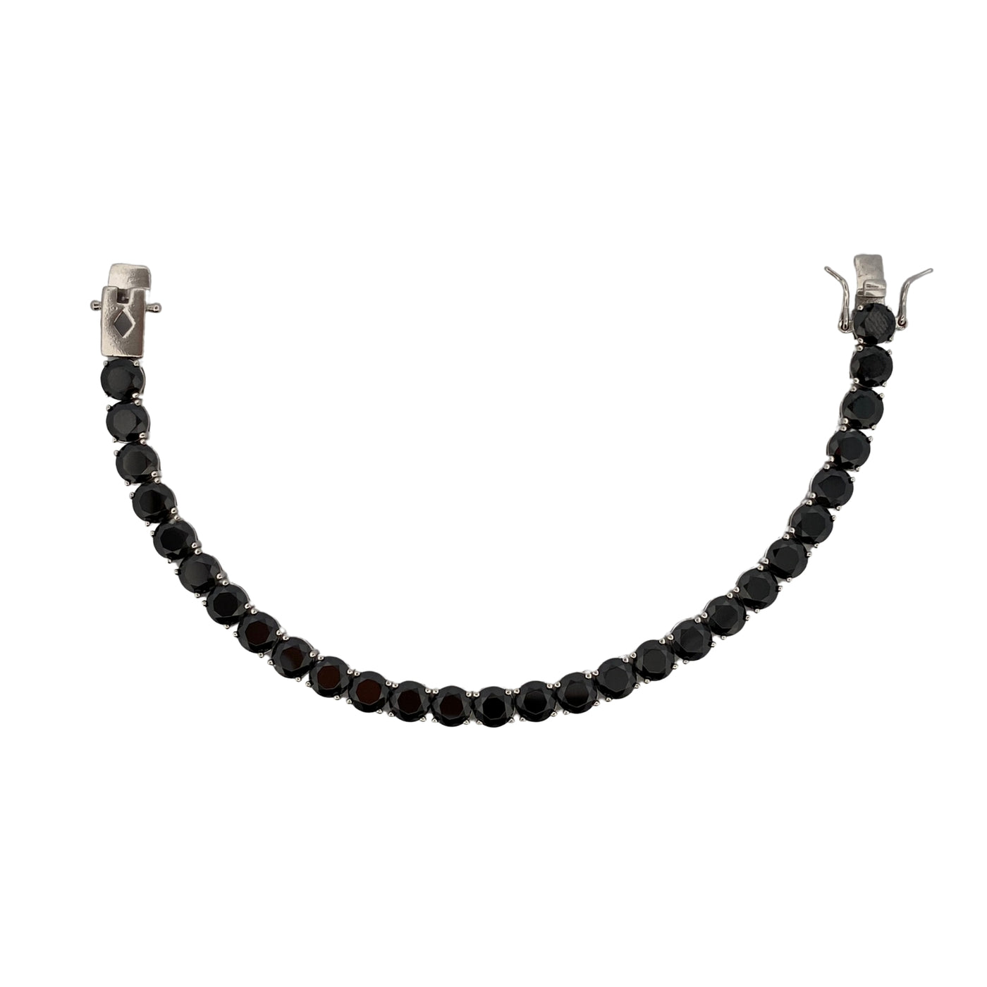 Silver casting tennis bracelet with black zirconia - 6 mm