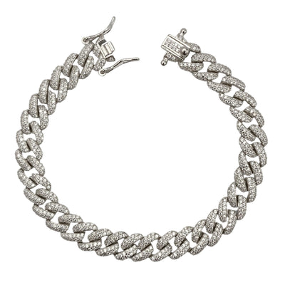 Silver groumette bracelet - rhodium plated