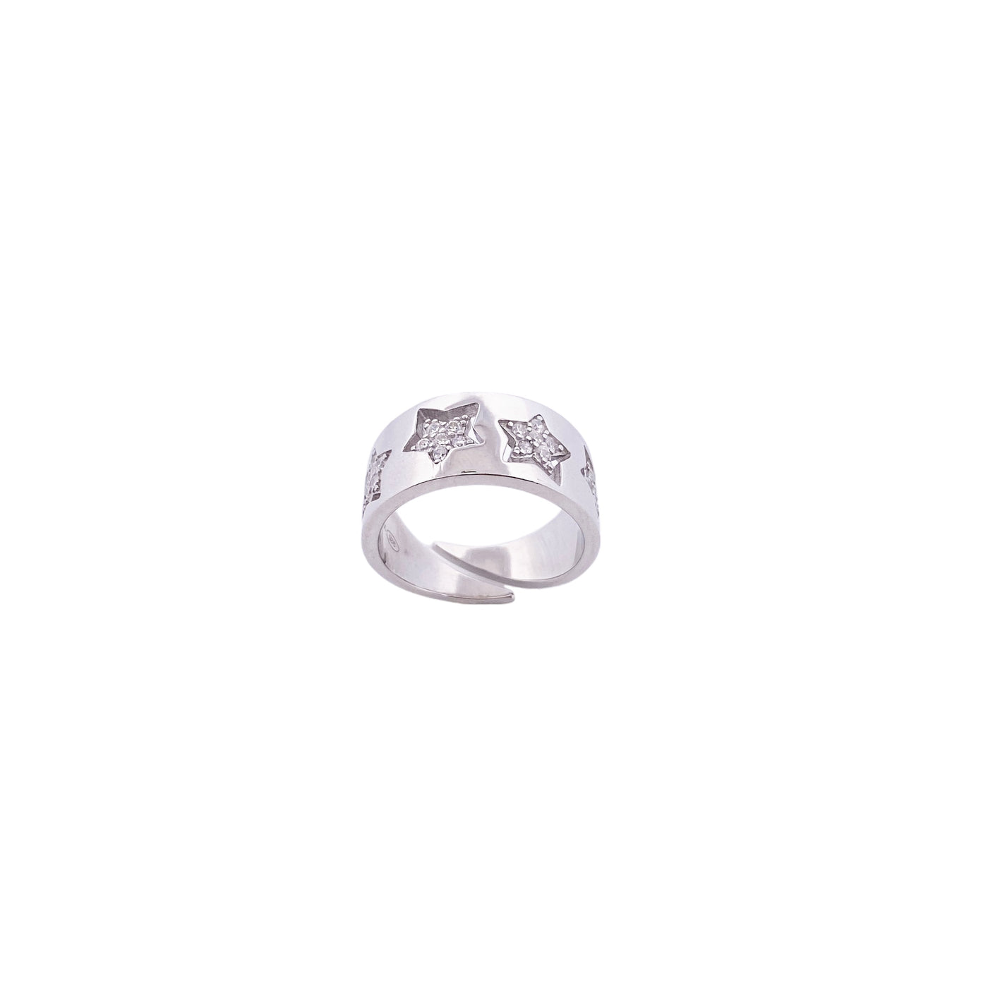 SILVER RING WITH ZIRCONIA STARS