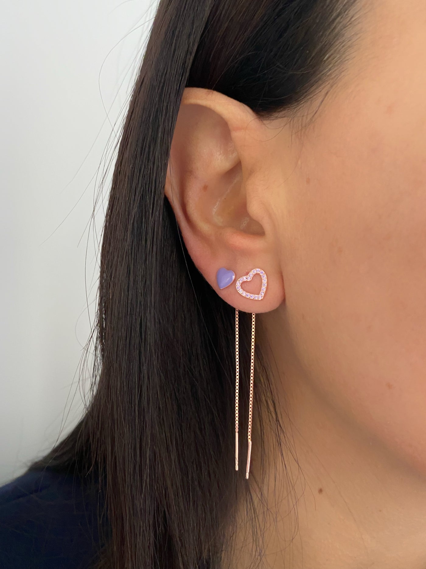 ROSE EARRINGS WITH HEARTS CHARMS