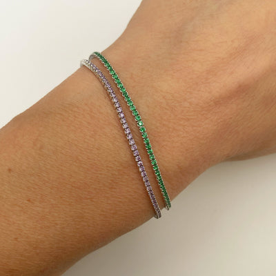 Silver machine tennis bracelet - 1.5 mm - rhodium